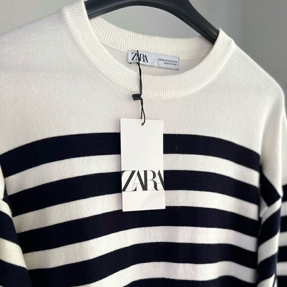 Zara Striped Knit Sweater Viscose Blend New - Picture 3 of 4
